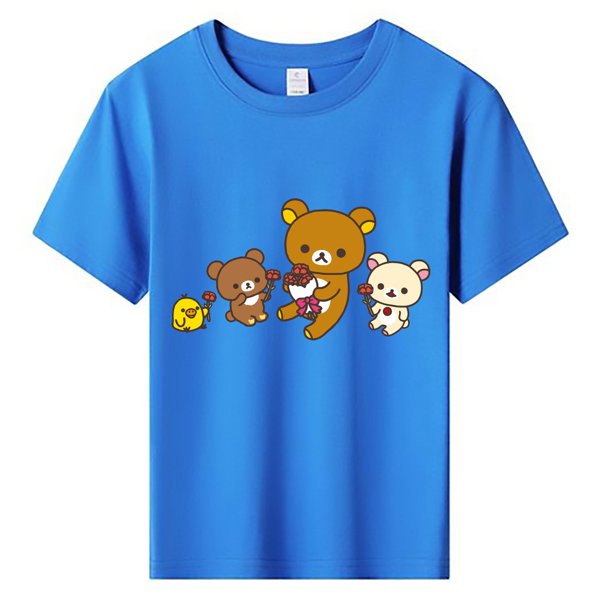 （画像用） リラックマ リラックマ キイロイトリ Rilakkuma Korilakkuma Kiiroitori 綿100％キッズTシャツ（フロントプリント）
